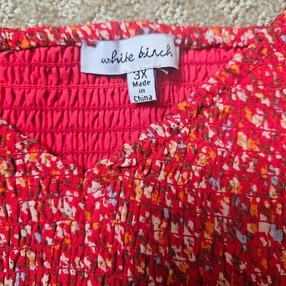 White Birch Smocked Maxi Dress Womens SZ 3X Floral Tiered Burn Orange Milkmaid - Picture 4 of 13